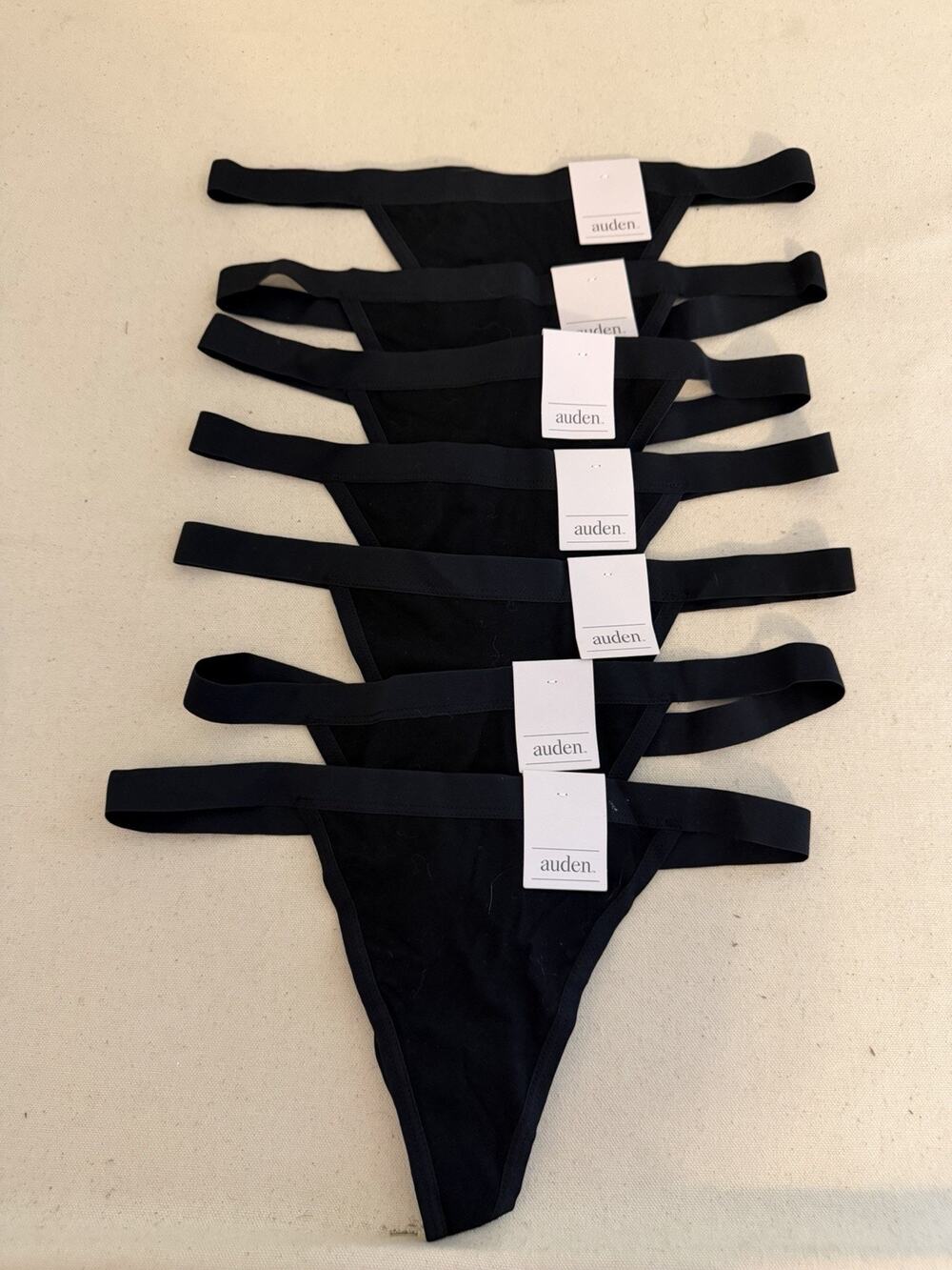 Set of 7 Auden Black Thongs NWT Size Small 4-6